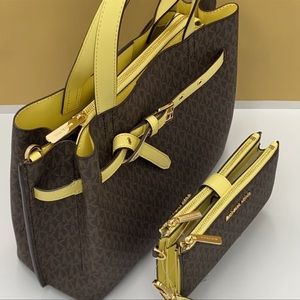 MICHAEL KORS EMILIA LG SATCHEL & DOBL ZIP WRISTLET